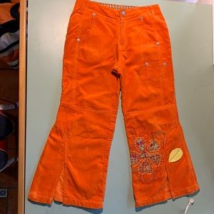 Oilily cotton velour pants size 128. Great orange or fall. Wide leg. Cute detail
